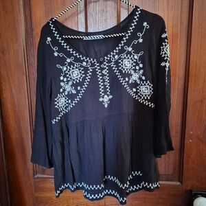 Maurices Black Embroidered Top Small